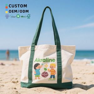 Custom Logo Eco-Friendly <b>Large</b> Reusable Daily Shopping Casual Cotton <b>Canvas</b> Tote <b>Bag</b> for Beach - Product Image 1