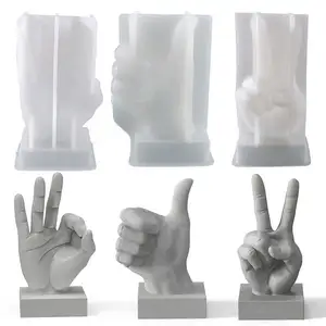 Finger Shape Candle Silicone Mold OK Thumb Scissors Hand Resin Jewelry Molds Desktop Home Decoration