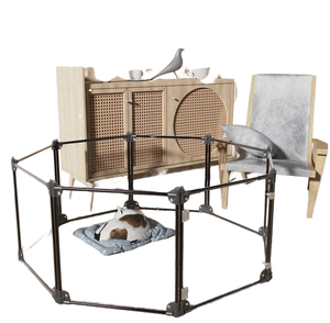 Chenil moderne pour animaux de compagnie de grande taille, motif solide, transparent, en acrylique et en métal, clôture pour chien, taille personnalisée, bouton-pression - Product Image 1