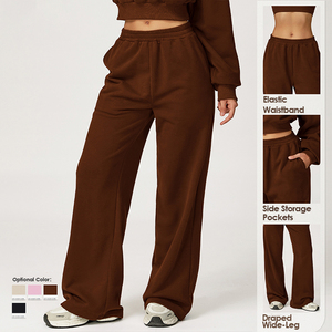 <span class=keywords><strong>Pantaloni</strong></span> della tuta a vita alta da <span class=keywords><strong>donna</strong></span> autunno inverno tinta unita elasticizzati in vita sportiva da corsa <span class=keywords><strong>pantaloni</strong></span> dritti larghi <span class=keywords><strong>con</strong></span> tasca - Product Image 2