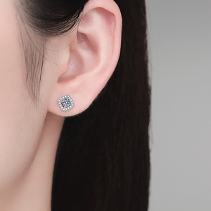 Luxe S925 sterling zilveren miniatuur suikerklontje moissanite diamanten oorringen voor heren en dames - Product Image 5