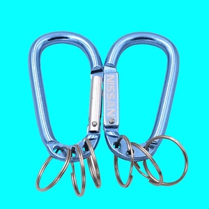 3" D Shaped Aluminum Carabiner <strong>Keychain</strong> with 3 <strong>Split</strong> Rings Multifunctional Spring Snap Hook for Key &amp; Backpack - Product Image 4