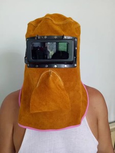 Unisex tinh khiết da bò chống bỏng Mặt nạ hàn mũi thiết kế chịu nhiệt độ cao bảo vệ đầu bảo vệ cổ - Product Image 5