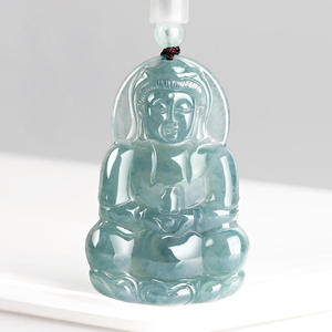 หยกธรรมชาติพระโพธิสัตว์อวโลกิเตศวาระจี้หยกน้ำเงินหยกชนิดน้ำสีฟ้าสไตล์จีน UNISEX ดีไซน์ดั้งเดิม GY04 - Product Image 3