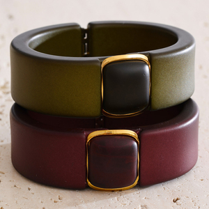 Xy thời trang Acrylic rộng Bangle Vòng tay phụ nữ hợp thời trang mạ vàng Chunky Cuff Bangle đồ trang sức - Product Image 6