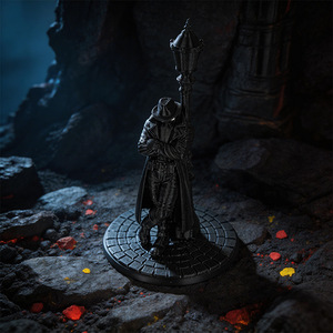 3D Printed <b>Black</b> <b>Cloaked</b> Figure With Lamppost 5.91in/15cm Desk Decor Model Toy - Product Image 2