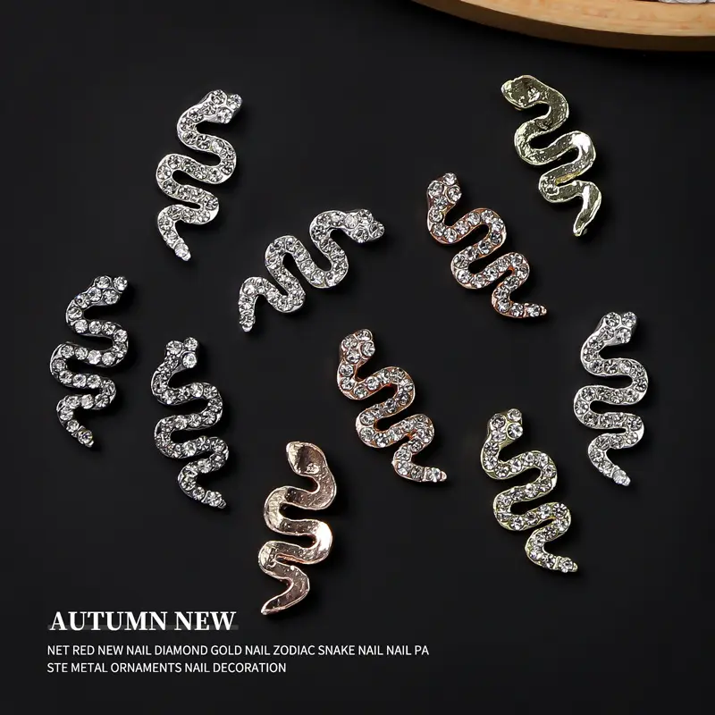 nail supply press on nails charms accessories art decoration 3D diamond alloy snake crystal beads for jewelry making Magic Stick