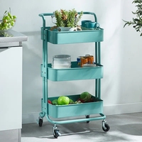 Carrito de Servicio Móvil para el Hogar, Carrito de Almacenamiento con Ruedas, Isla de Cocina de 3 Niveles, Organizador de Especias, Vajilla y Alimentos de Metal