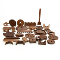 Pièces usinées CNC en bois massif OEM, porte-cartes de visite en noyer noir, bouchon en bois et base en bois