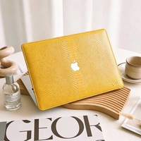 Étui rigide en cuir de lézard marron à imprimé léopard Yihe pour MacBook Air 2022 A2681 Macbook Pro