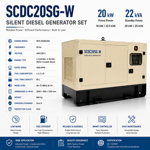 SCDC20SG-W 20kW Genset Diesel Senyap WP2.3D25E200 Starter Elektrik Genset Diesel Rendah Kebisingan untuk Cadangan Rumah Tangga dan Penggunaan Komersial - Product Image 2