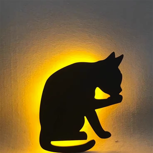 Applique murale chat mignon petit chaton minou éclairé par LED avec rétro-éclairage LED contrôle du son de couleur blanc chaud applique murale LED - Product Image 3