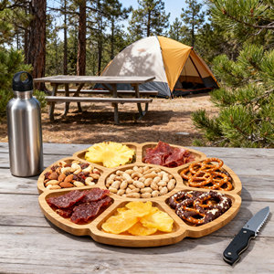 Bamboo <strong>Plate</strong> Round Party Self Dinner <strong>Plate</strong> 7-section Round Nut Candy Fruit Snack <strong>Plate</strong> Food Serving Tray <strong>with</strong> Dividers - Product Image 2
