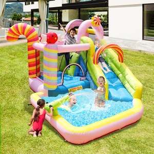 Castillo Inflable Pequeño y Divertido Happy Candy con Tobogán de Agua y Casa de Brinco para Niños, Regalo NB-93030 Happy - Product Image 4