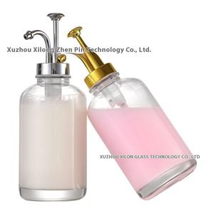 Para <span class=keywords><strong>Amazon</strong></span> 16,9 oz 500ml dispensador de vidrio transparente botella bomba rociador tapón de rosca cuentagotas para loción jabón jarabe otras bebidas - Product Image 3