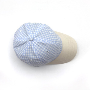 Cappello da Baseball a 6 Pannelli Non Strutturato con Stampa a Quadri Blu, Cappello da Papà in Cotone con Logo Personalizzato - Product Image 4