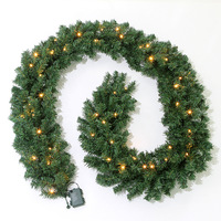 Guirlande de Noël artificielle verte dense et chiffrée HLC ODM avec 50 lumières LED, couronne de sapin pour la décoration de cheminée, escalier et fenêtre