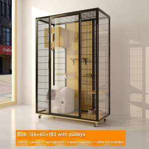2024 Anpassbarer Luxus-Katzen käfig Großes Katzen haus aus gehärtetem Glas aus massivem Muster Haustier-Katzen villa zum Wohnen Fabrik preis - Product Image 6