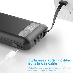 Banco de energía de ultra capacidad Cargador de 20000mAh con cables Cargador portátil Banco de energía para <span class=keywords><strong>iPhone</strong></span> 16 16 Samsung Pixel Powerbank - Product Image 2
