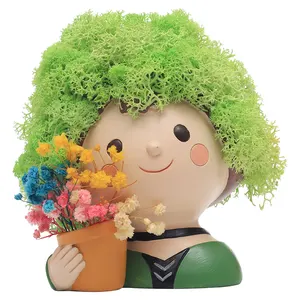 Roogo Bunga Bola Dekorasi DIY Pusat Bunga Baris dengan Pot Mini Warna-warni Desktop Dekoratif Bunga Buatan dengan Penanam