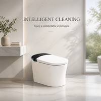 WC intelligent avec télécommande, siège chauffant, cuvette allongée en céramique, chasse d'eau à jet siphonique, compatible siphon en P