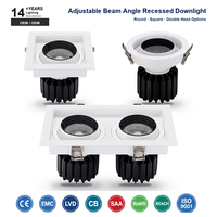 Lampe de plafond encastrable à LED Angle réglable Downlight Spot Lighting COB Carré Rectangulaire Cadre Logement Down Light