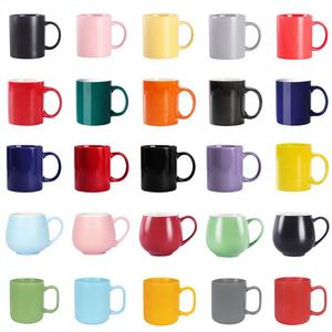 Tazas de Té de Porcelana Nueva, Esmaltadas en Color, de 11oz y 12oz, Baratas, al por Mayor, con Logotipo Personalizado Impreso, Tazas de Café de Cerámica Negra, Aptas para Lavavajillas y <span class=keywords><strong>Microondas</strong></span> - Product Image 1