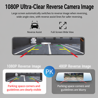 Kamera Dasbor Android 4G 12 Inci Layar Sentuh, Kamera Ganda Streaming, DVR Mobil dengan WiFi GPS, Monitor Parkir 24 Jam