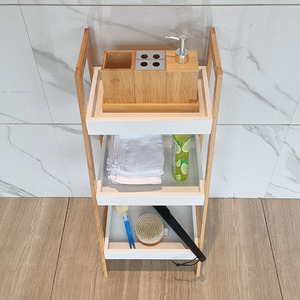 <span class=keywords><strong>Etagere</strong></span> De Rangement personnalisé, étagère d'échelle, étagères De Rangement en bois, étagères De salle De bain en bambou écologique avec boîte <span class=keywords><strong>blanche</strong></span> - Product Image 6