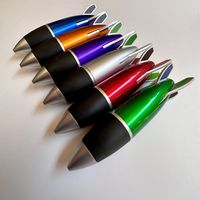 Stylo à bille en plastique en forme de fusée, multicolore, 4 recharges, avec logo personnalisé, écriture lisse pour le bureau et l'école