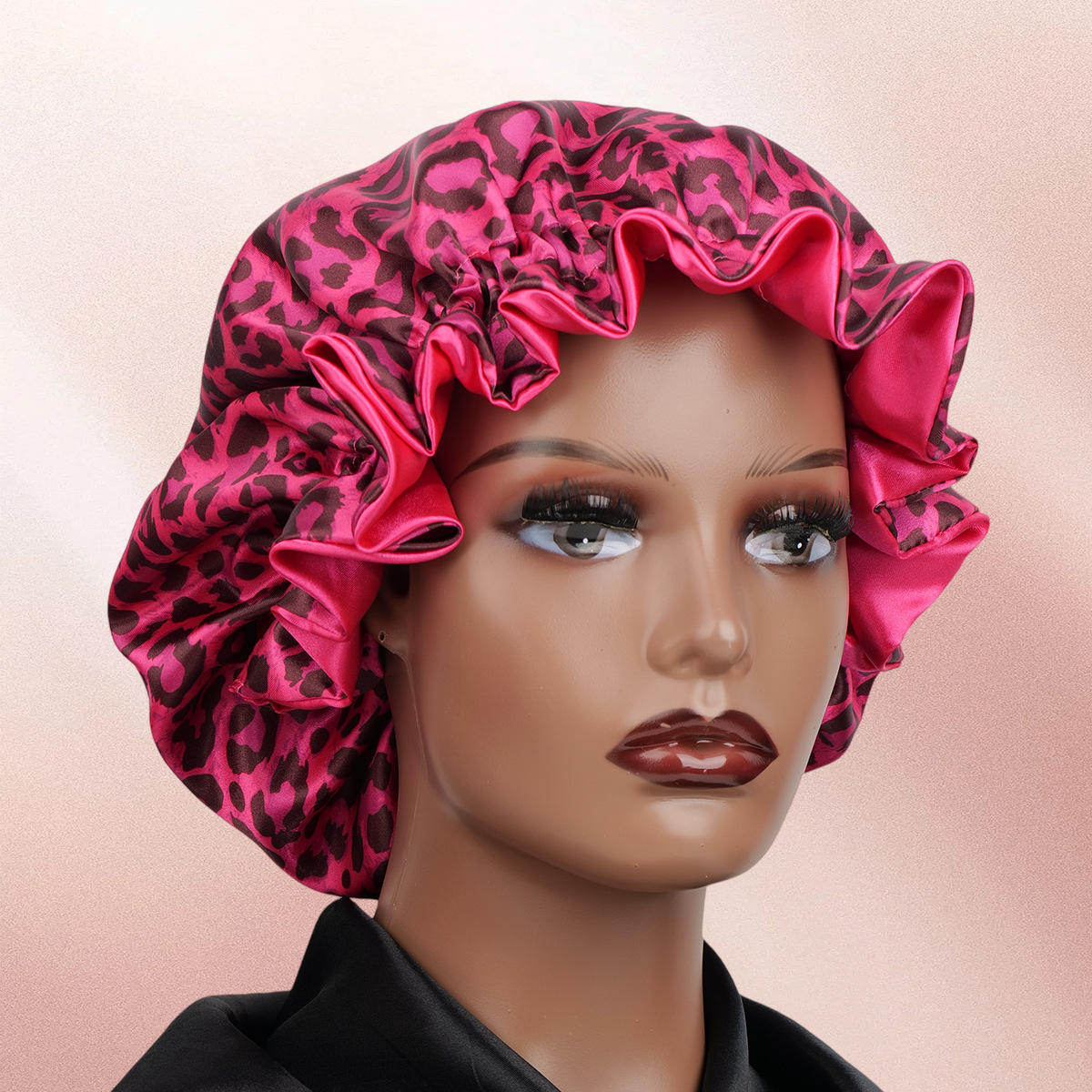 60 rose red leopard lace hat