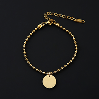 Bracelet personnalisé Ywyougang avec pendentif rond bohème, chaîne en acier inoxydable plaqué or gravable sur mesure pour femme, cadeau