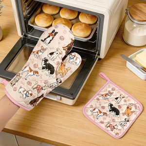 Ensemble de maniques de cuisine et de dessous de plat en coton imprimé, résistant à la chaleur, antidérapant, écologique, compatible lave-vaisselle, recyclé - Product Image 2