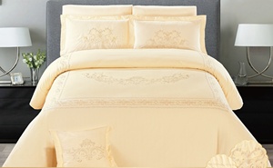 Chất Lượng Cao Sợi Nhỏ Bộ Đồ Giường Thêu Thoáng Khí Sang Trọng Nhà Dệt May Chống Tĩnh Tấm Ga Giường Vỏ Gối 8 Mảnh Thiết Lập - Product Image 4