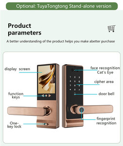 กุญแจล็อคอัจฉริยะ Tuya TTlock ระบบจดจำใบหน้า ไบโอเมตริกซ์ สแกนลายนิ้วมือ วัสดุอลูมิเนียมอัลลอยด์ สำหรับประตูไม้ รุ่นขายดีที่สุด - Product Image 6