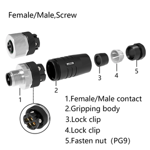 M12 vít loại thẳng lĩnh vực lắp ráp cắm t mã không thấm nước IP67 Nam Nữ semi-plasti <span class=keywords><strong>4</strong></span> <span class=keywords><strong>pin</strong></span> hệ thống dây điện kết nối - Product Image 3