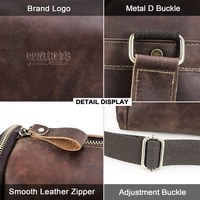 Alledaagse Handtas Voor Heren Met 2 Zijzakken Met Rits, Vintage Crazy Horse Echt Lederen Crossbodytas Voor 8.3 Ipad