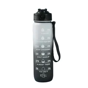 卸売1000ML BPAフリーグラデーションカラーモチベーションジムフィットネススポーツトリタンウォーターボトル
