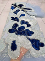 NI.AI Nouvelle dentelle nigériane en velours perlé avec sequins brodés, tissu en maille pour robes de mariée et matériaux de confection pour filles