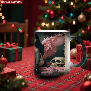 Magic <b>Cup</b> 11oz Frosted Black <b>Ceramic</b> Heat Sensitive Color Changing Kitchen Mug - Product Image 2