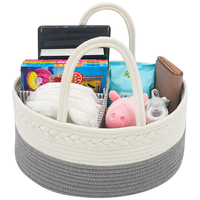 Organizador de Pañales de Algodón con Asas Portátiles, Bolsa de Almacenamiento Multifuncional Personalizable, Organizador Grande para Pañales de Bebé, Artículos Esenciales para Bebés