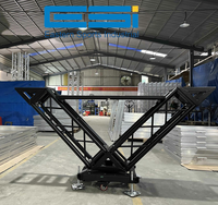 ESI Nouvelles Tendances TUV Table de DJ en treillis d'aluminium en V avec étagères surélevées pour moniteur et présentoirs de treillis d'éclairage