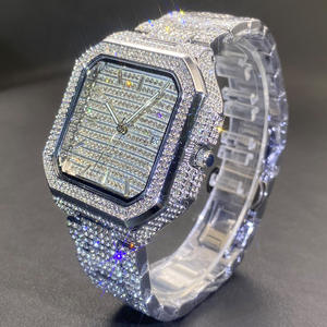 Montre pour homme élégante à cadran carré sertie de diamants, bracelet carré hip-hop serti de diamants, montre de luxe sur mesure - Product Image 3