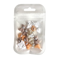 Paso Sico Cute Bear Accessoires 3D pour Nail Art, Figurines de Ours Assis en Résine, Blanc Lait et Jaune, Effet Diamant, DIY