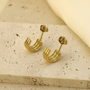 Geometric Stud Earrings Gold 316 Stainless Steel Lightweight Fashion Jewelry For Women Daily Wear - Product Image 1