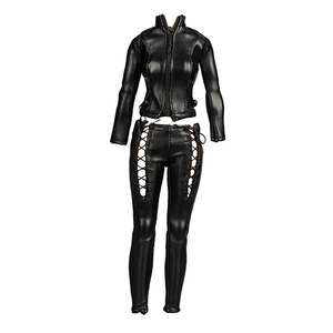 1/6 donna motociclista tuta locomotiva con giacca di pelle nera abbigliamento da corsa per Auto e moto - Product Image 2