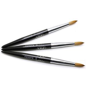 Pincel de Uñas Acrílico Kolinsky 100% de Tamaño Grande con Mango Metálico en Forma de Corazón y Pedrería, Pincel Redondo para Decoración de Uñas - Product Image 4