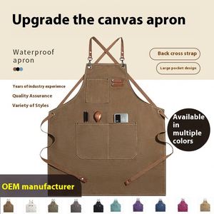 Wholesale Thickened Canvas Bib Light Luxury Cross Lace-up Denim Overalls Sleeved Apron Flower for Gardening Eyelash-Fashionable - Product Image 2