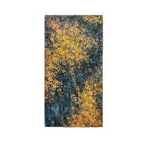 Hand Painted Oil Painting Golden Leaves Rectangle Metal <b>Frame</b> Impressionism <b>Wall</b> Art For Entryway Hallway Decor - Product Image 5