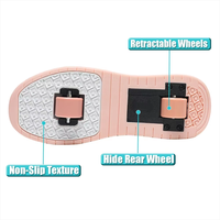 PONERAIT Chaussures à roulettes unisexes à 2 roues, roue avant amovible, tige en microfibre, clé de démontage double usage, pour tous les âges